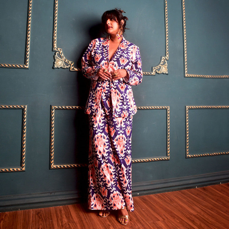 Cotton Blazer For Women | Block Print | Blue、mySite、camillekostekn