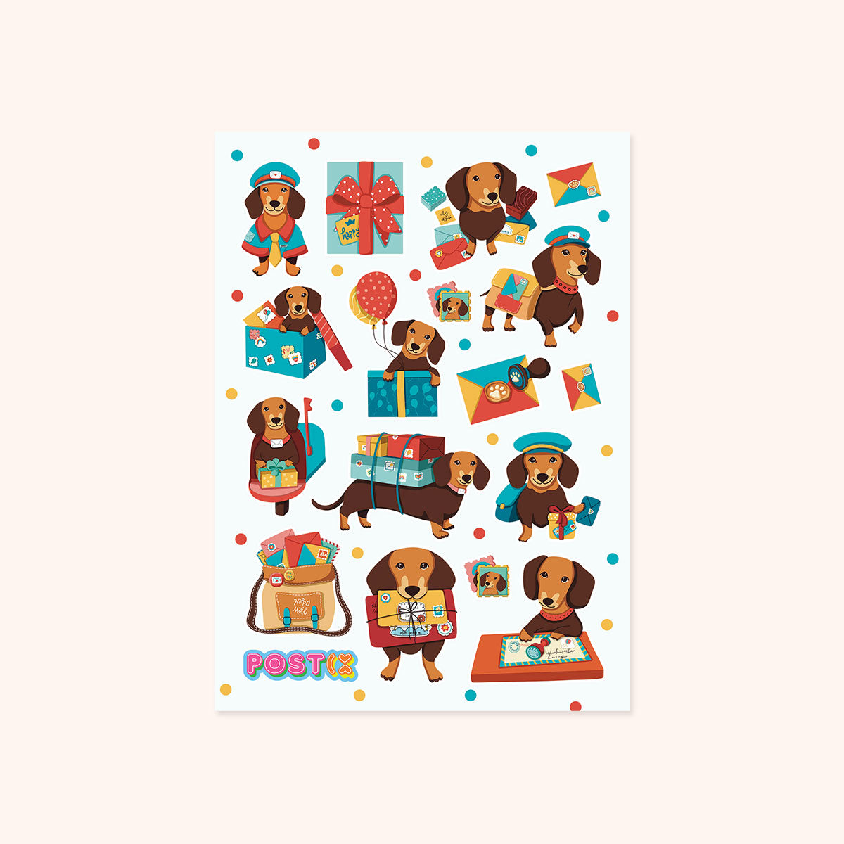  Daschund Delivery Sticker Sheet、mySite、ghnorth