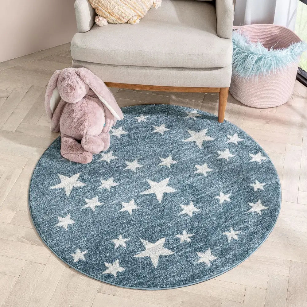 Stars Modern Geometric Blue Kids Rug、mySite、gigharbornorthrealestate