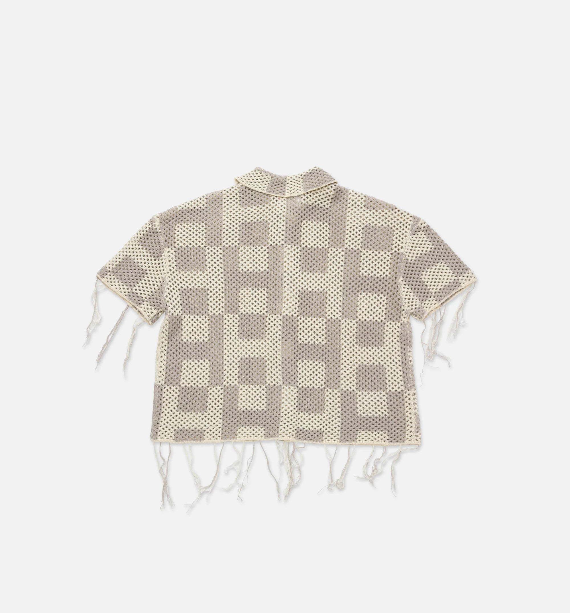 Crochet Button Down Mens Short Sleeve Shirt - Stone、mySite、dreamappss