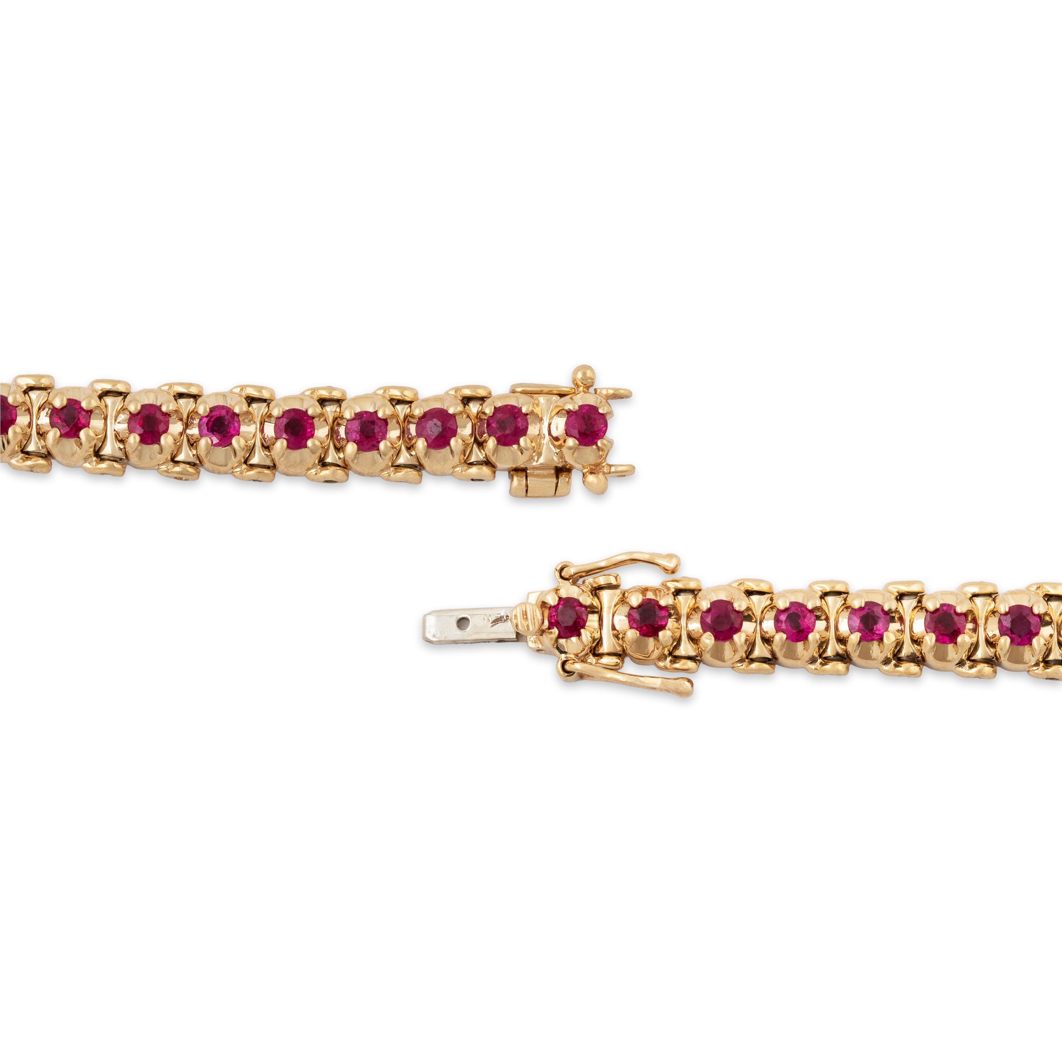 Vintage Heavy 14k Yellow Gold 3.12cttw Ruby Tennis Line Bracelet 6.5、mySite、hinf8tx79
