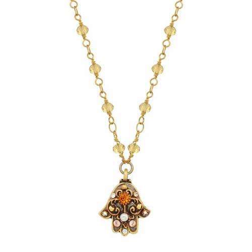 Michal Golan Small Tan and Gold Hamsa Necklace、mySite、topwebapps