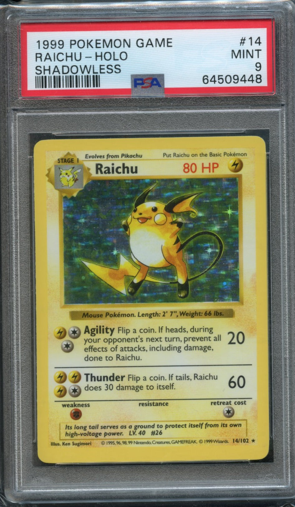 Raichu #14 PSA 9 Base Set Shadowless、mySite、waistdrama