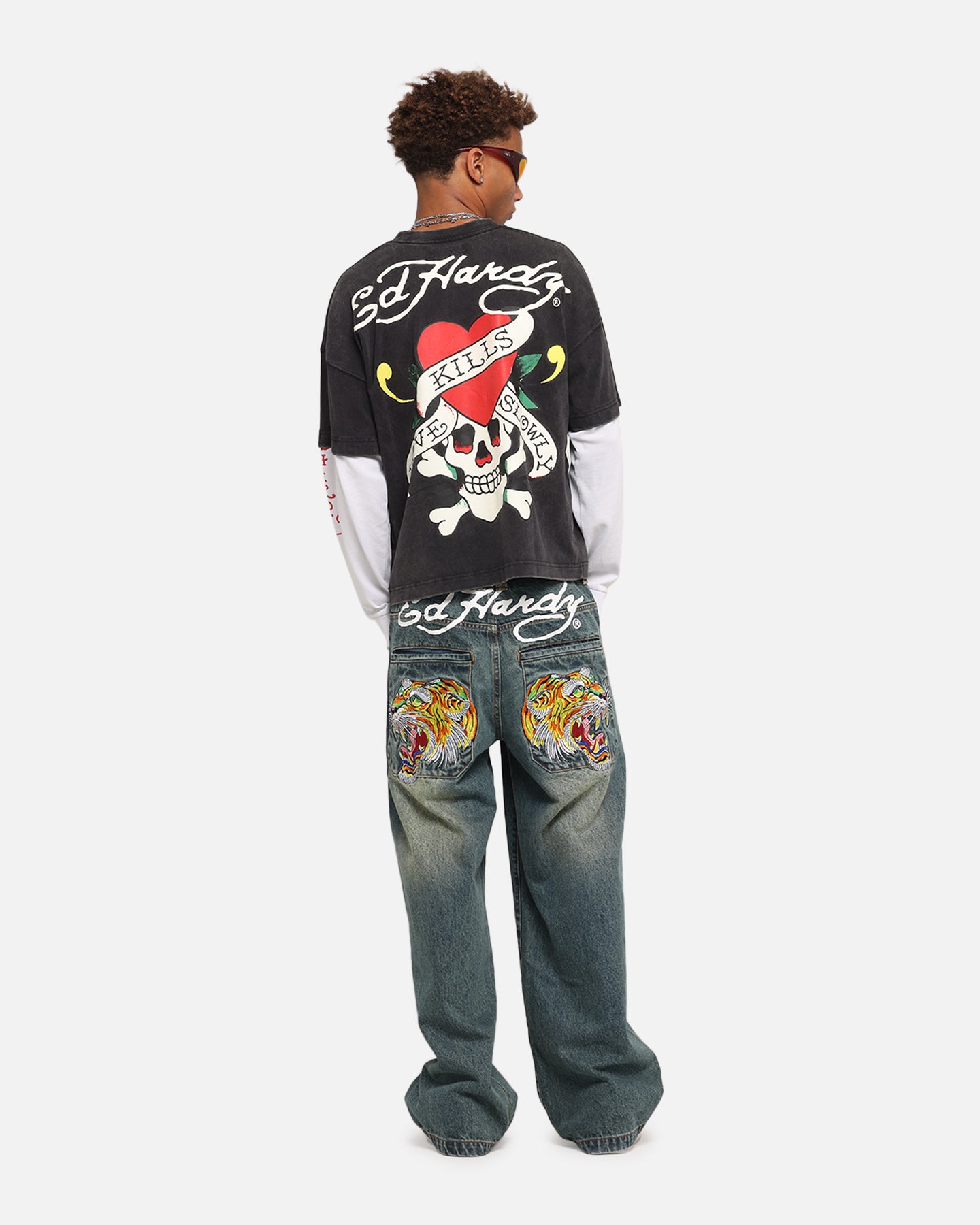 Ed Hardy Love Kills Layered Long Sleeve T-Shirt Black、mySite、zt4zffjzw
