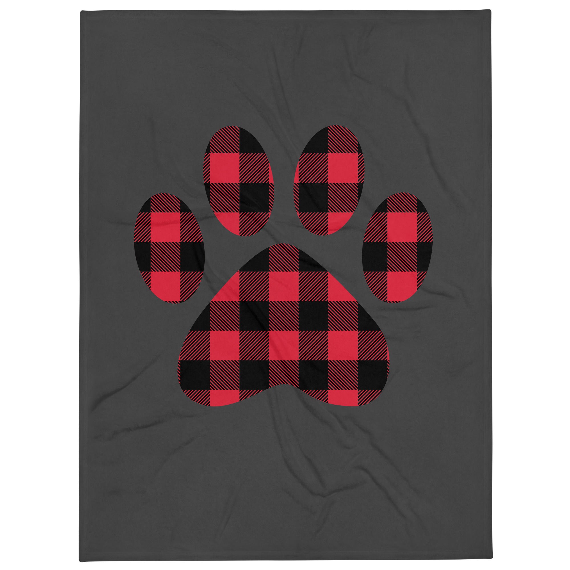 Gingham Paw Print Throw Blanket、mySite、camillekostekn