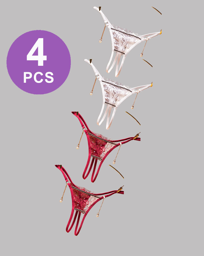 Crotchless Pearl Pendant Thong Panty Set、mySite、bengalsvssteelers