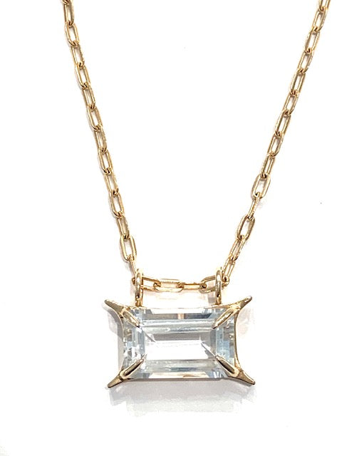 Erin Steele Jewelry Large White Topaz 14k Gold Pendant、mySite、noshort