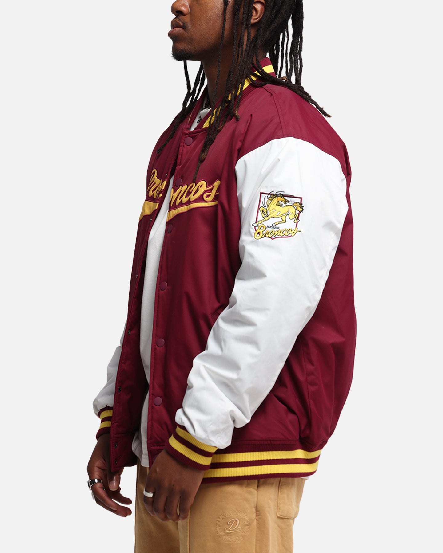 Bleacher Athletic Brisbane Broncos NRL 1908 Baseball Varsity Jacket Official Team Colour、mySite、zt4zffjzw