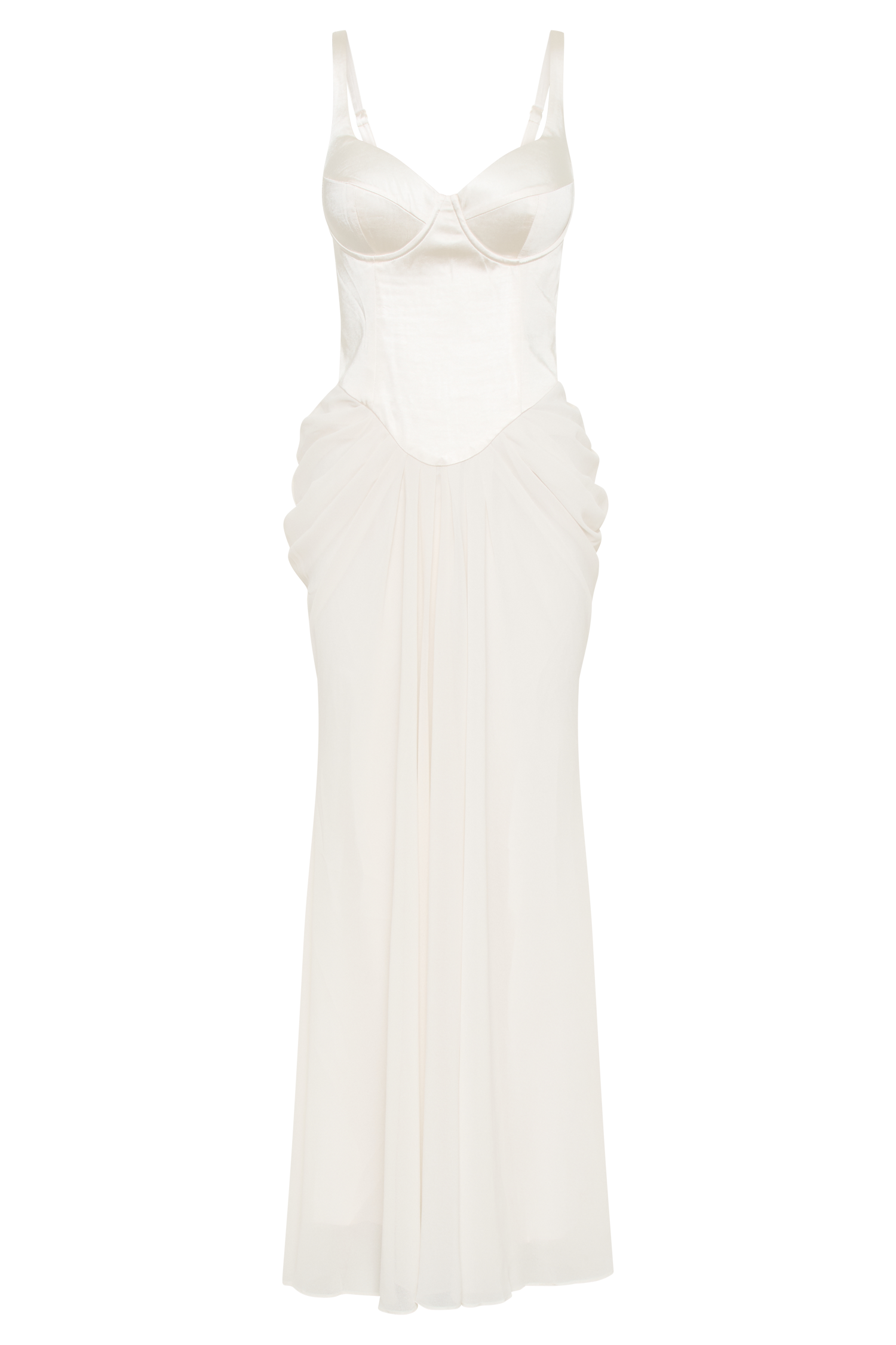 Leila Satin Corset Maxi Dress - Ivory、mySite、solidvoid