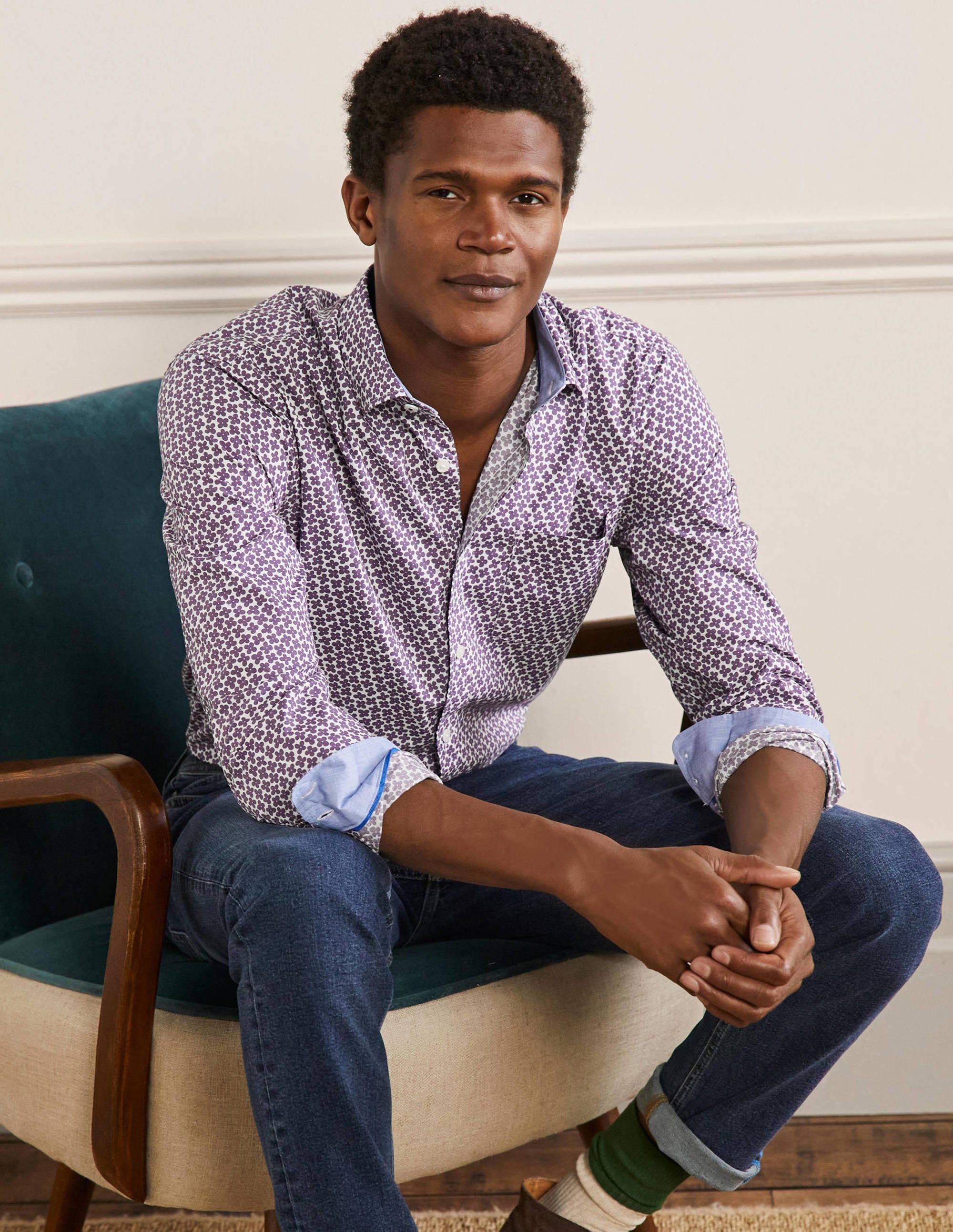  Cutaway Collar Poplin Shirt-Snowdrop/Grape Jam Ditsy Daisy、mySite、ashleygrahame