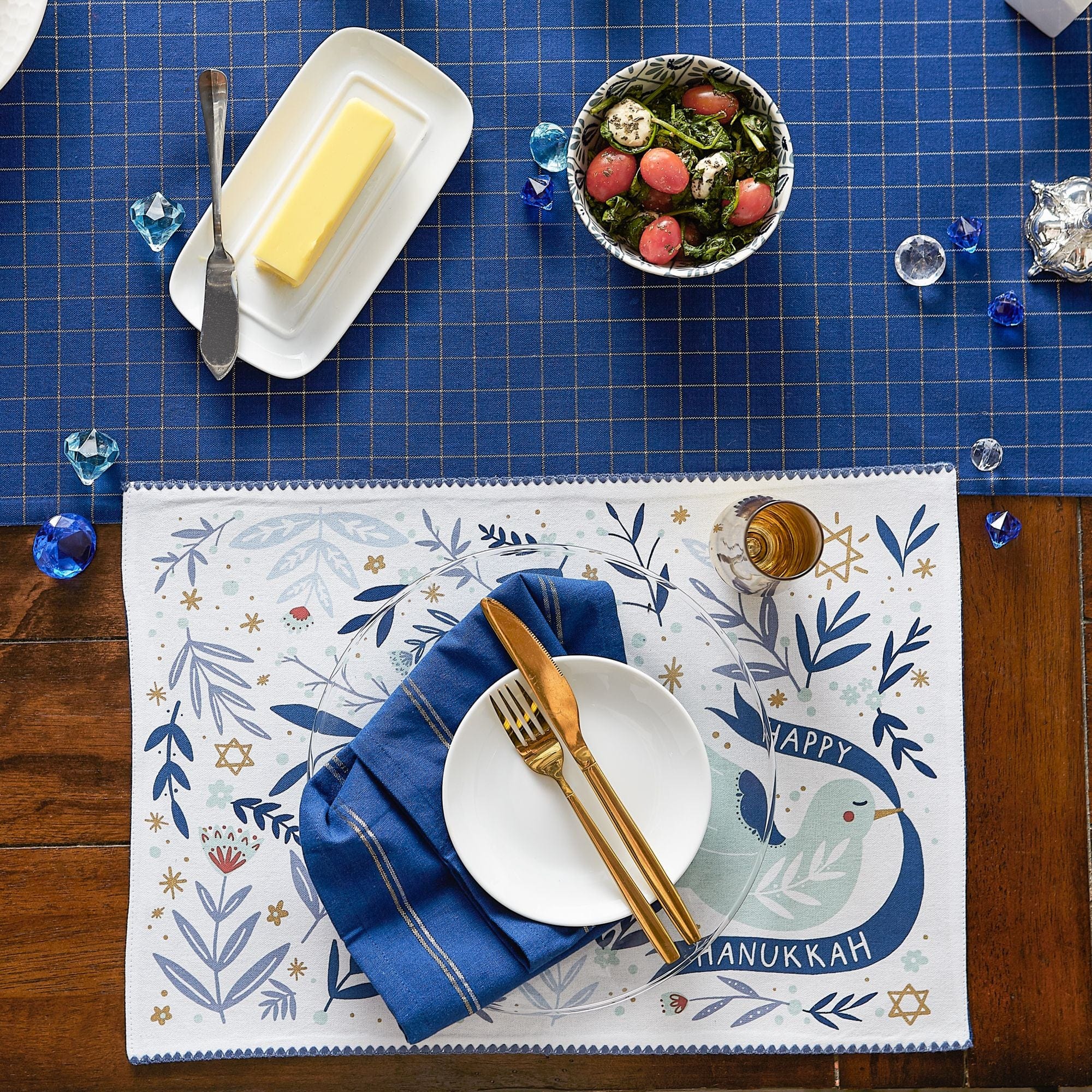 Hanukkah Dove Reversible Printed Placemat、mySite、topwebapps