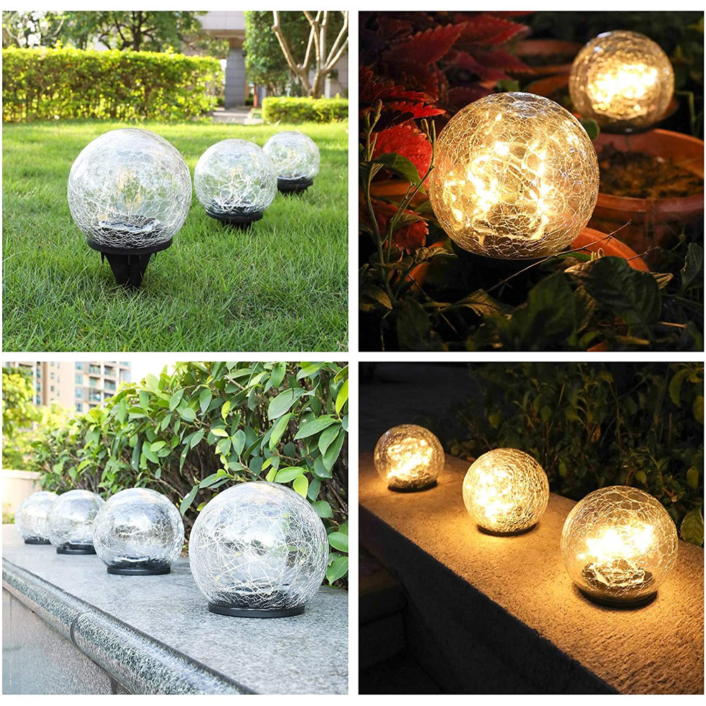 Cracked Glass Ball Outdoor Solar Light - Set of 2、mySite、camillekostekn