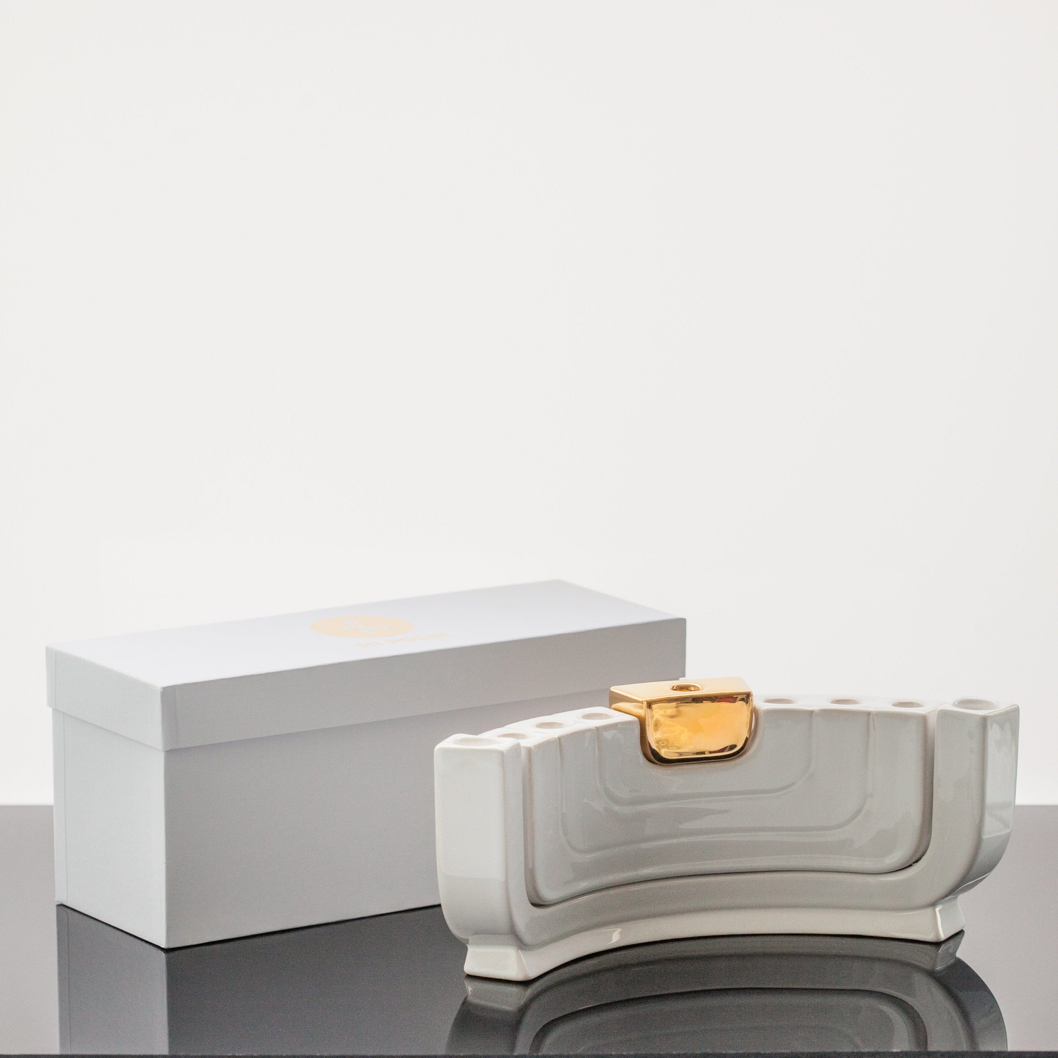 Menokiah Premium Menorah/Shabbat Candlesticks by Mi Polin - Gold、mySite、topwebapps