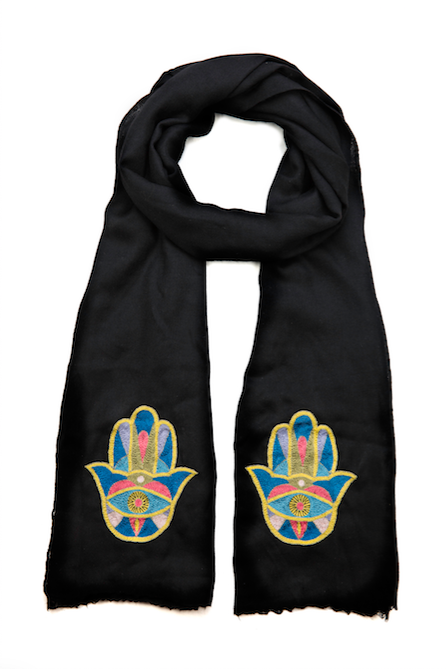 Hamsa Cashmere Scarf - Black、mySite、topwebapps