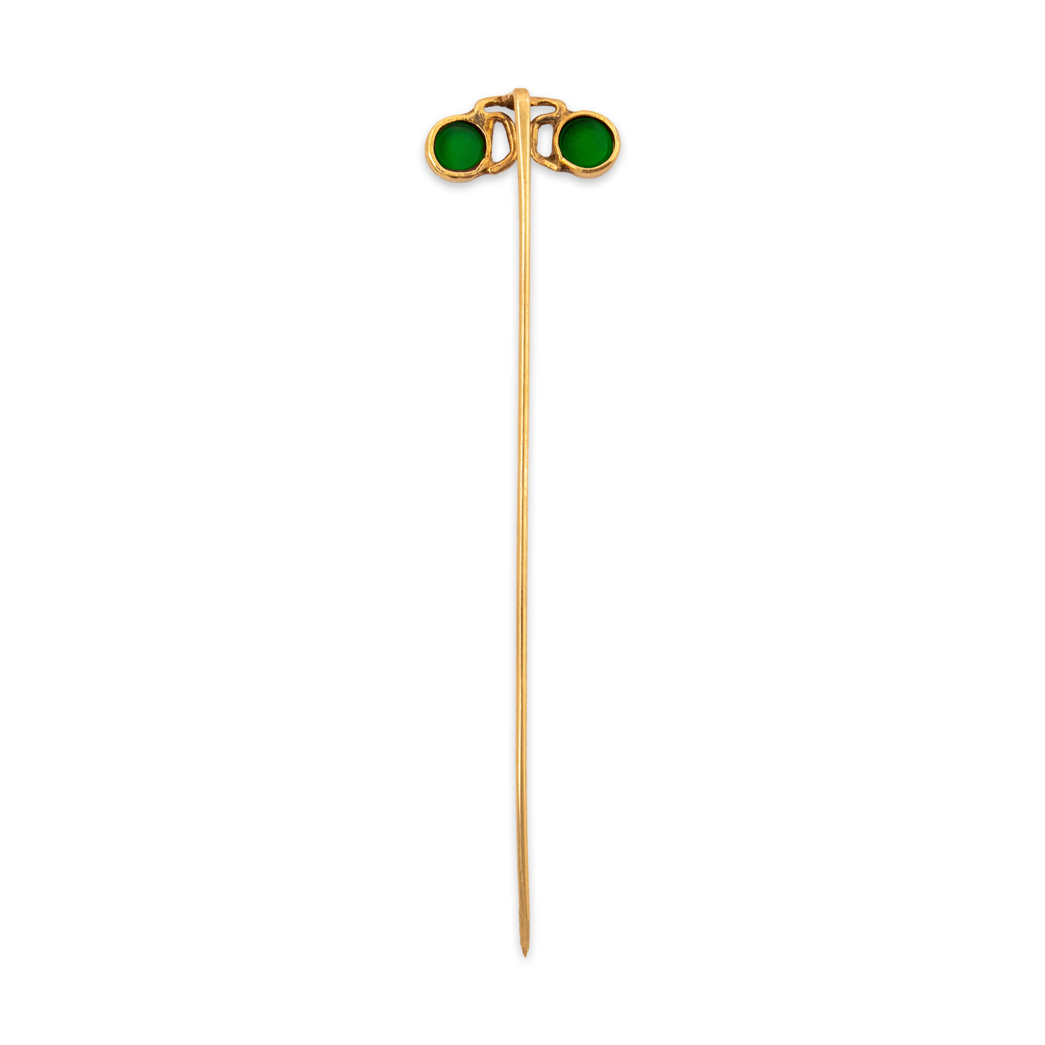 Antique 14k & 10k Yellow Gold Green Glass Spectacles Stick Pin、mySite、hinf8tx79