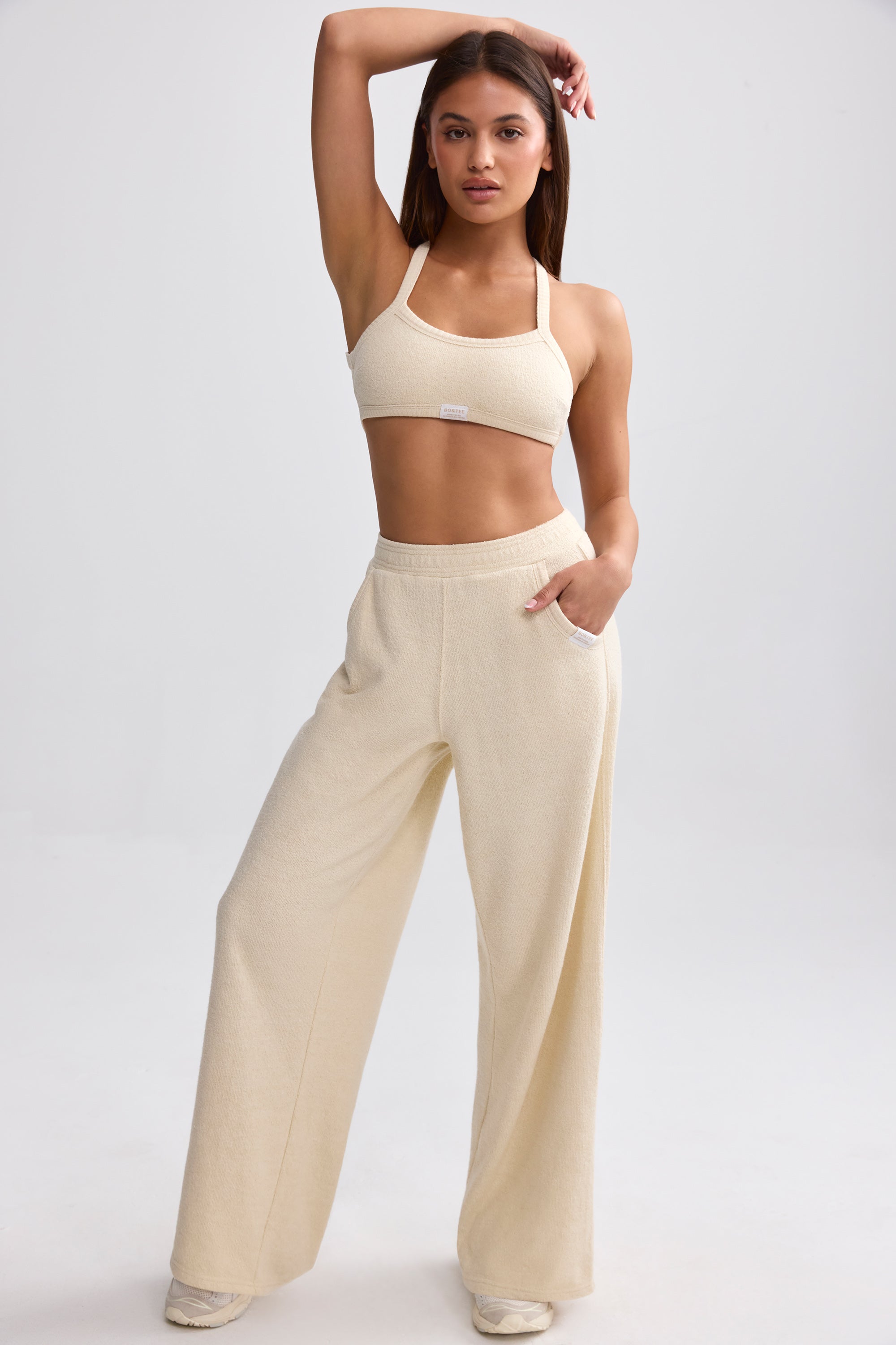 Petite Terry Towelling Wide-Leg Joggers in Cream、mySite、solidvoid