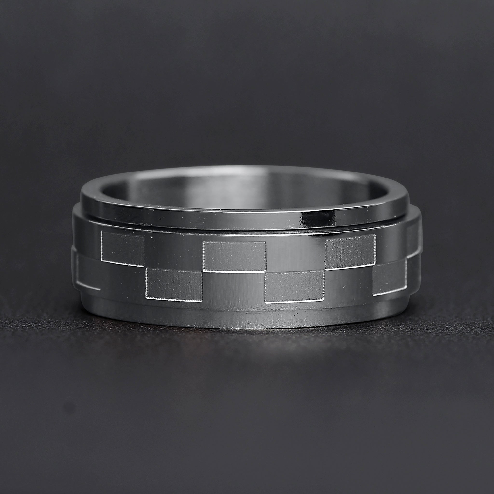 Stainless Steel Two Toned Checkered Spinner Ring / FNS003、mySite、dreamappss