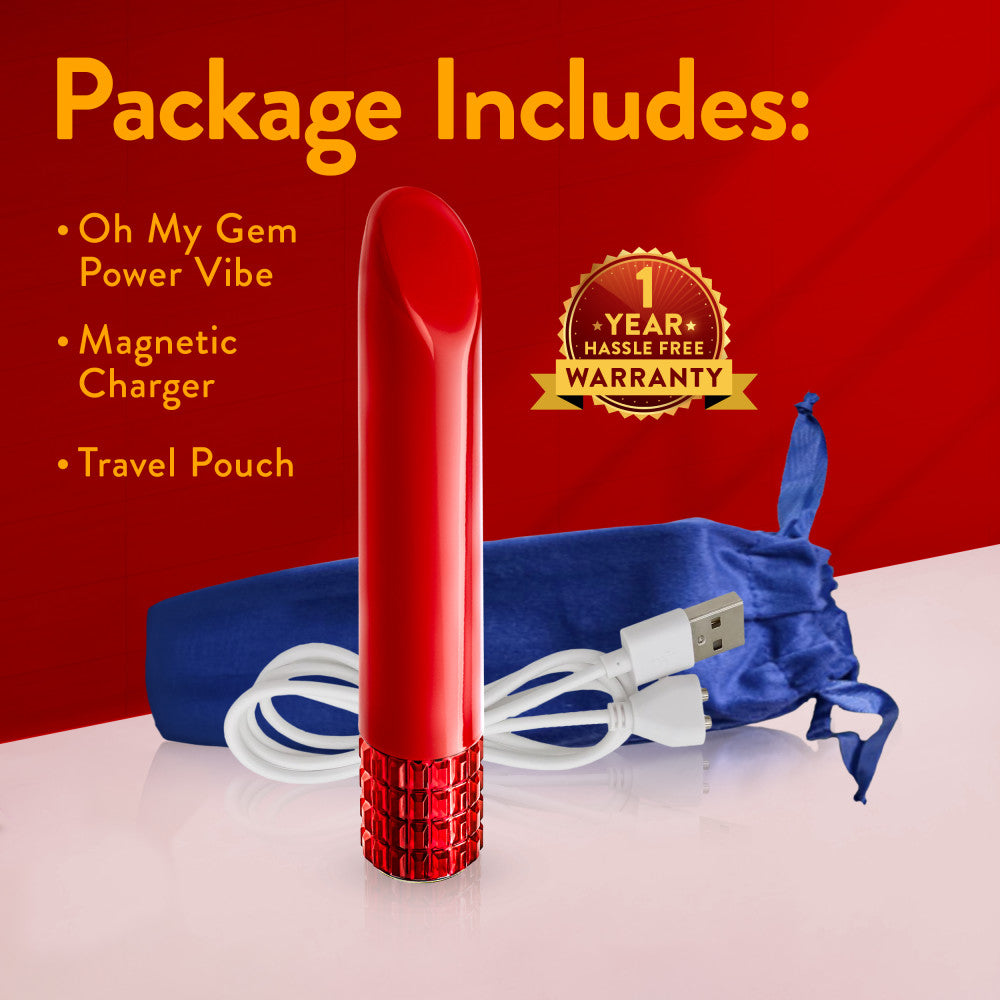 Oh My Gem | Desire 5 Inch Pocket-Sized Power Vibrator With Tapered Tip & Ruby Gem Base – In Red、mySite、bottomscart