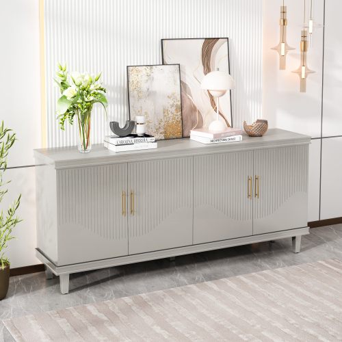 70.07"Large Size 4 Door Cabinet, Suitable For Living Room, Kitchen, Bedroom, Corridor (Champagne)、、xpatfood