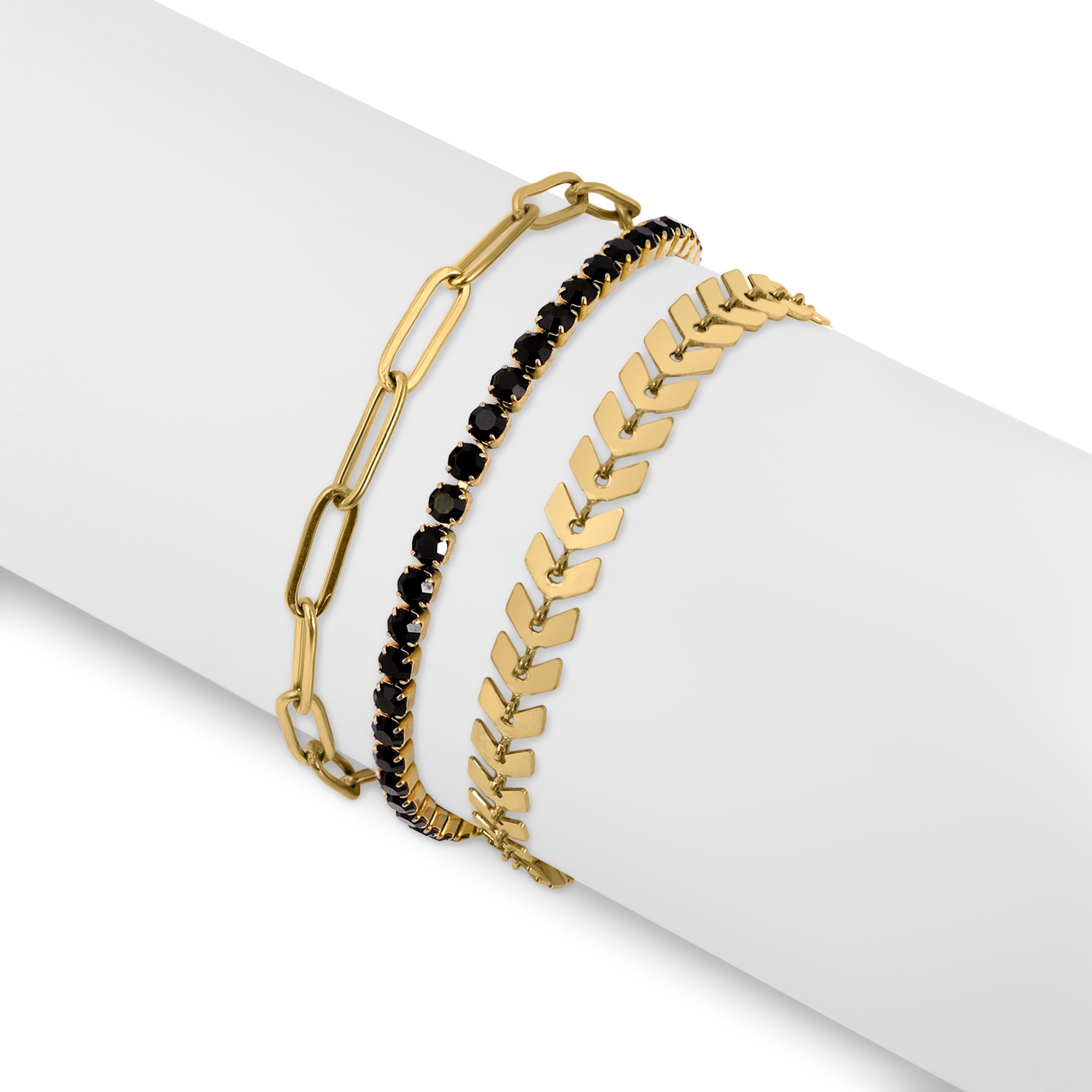 25 pc 18K Gold PVD Coated Stainless Steel Women's Layered Bracelet Set / BND0019、mySite、dreamappss