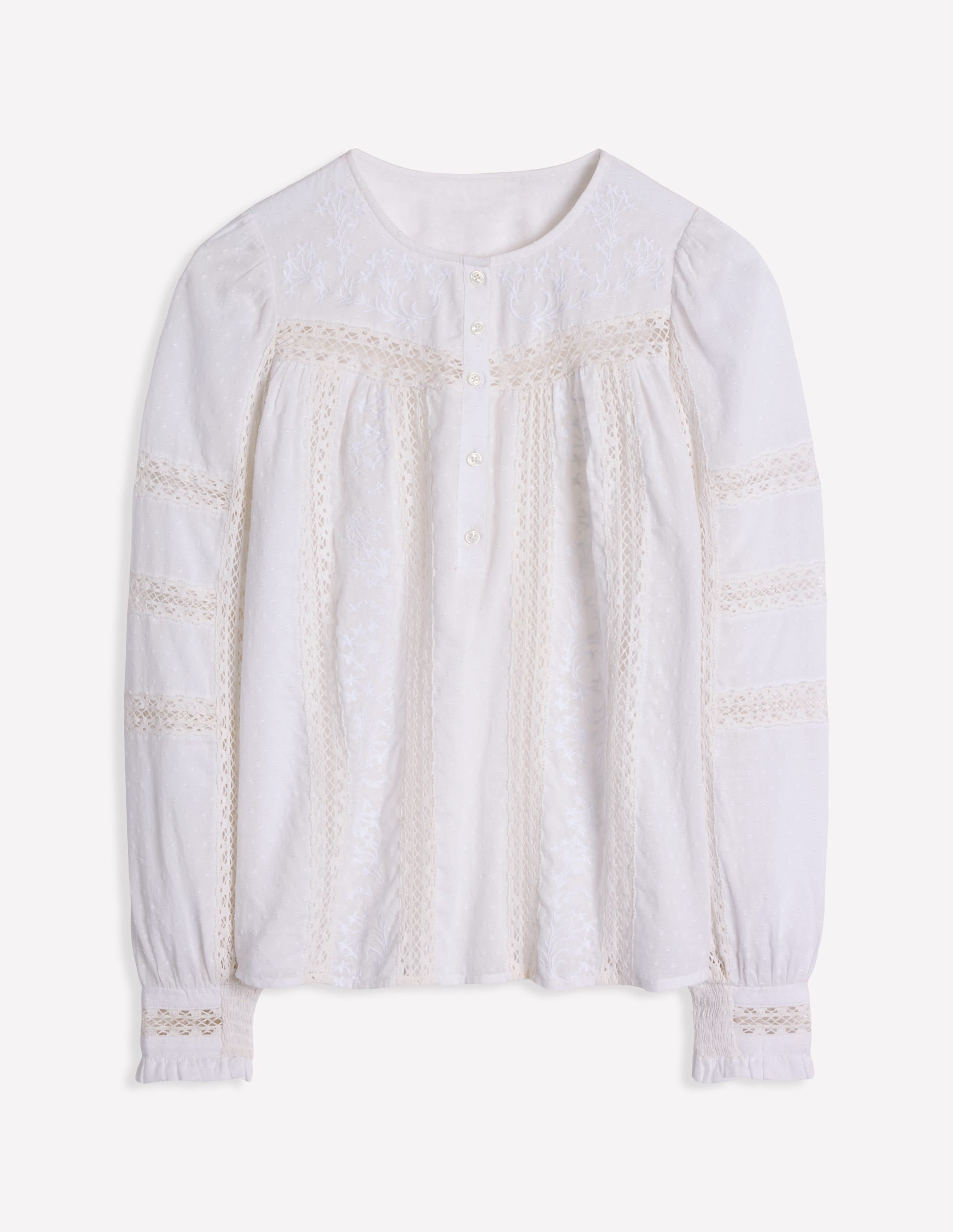  Embroidered Panel Blouse-White、mySite、ashleygrahame