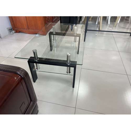 Tempered Black Glass Coffee Table, 2-Layers Tea Table、、casual