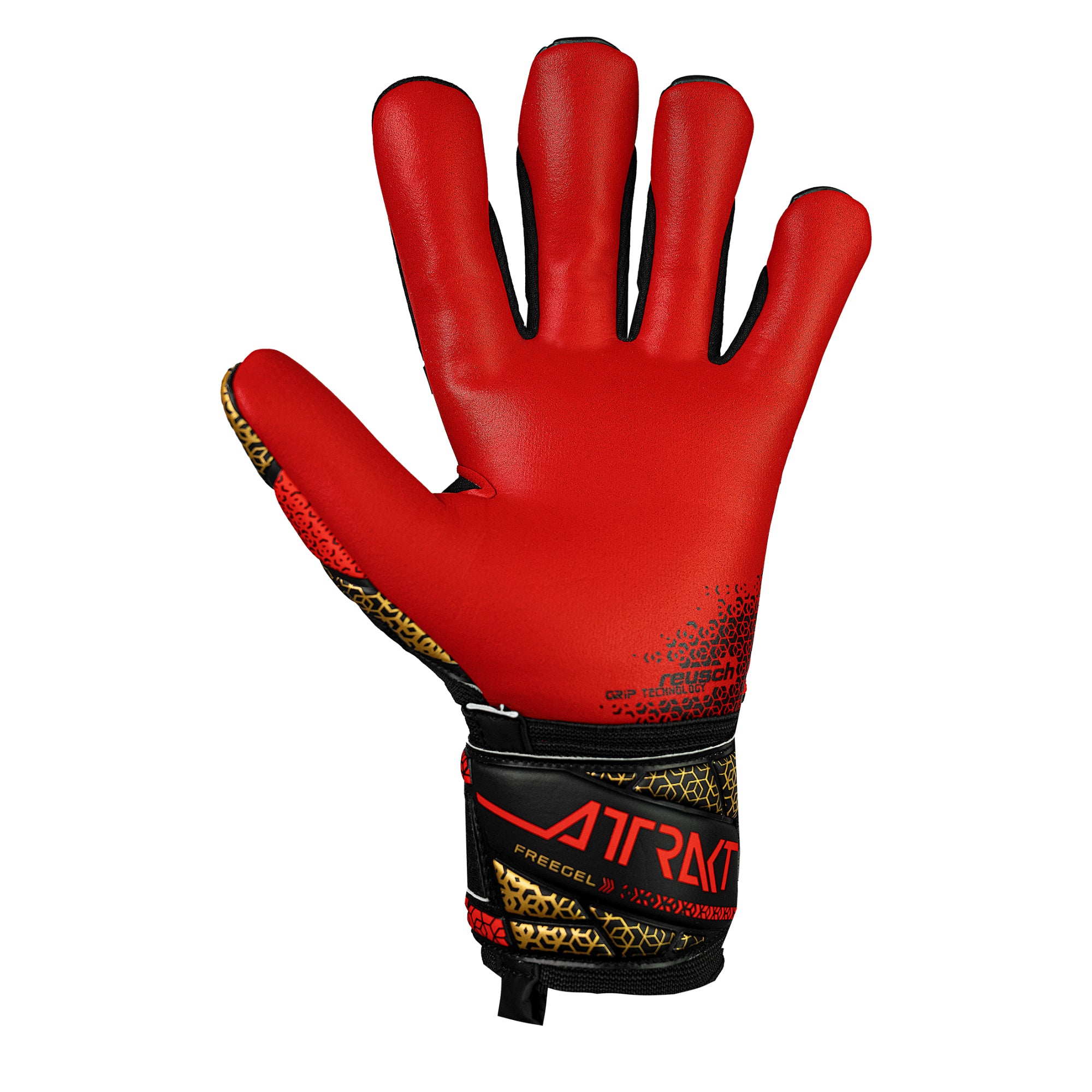 Reusch Men's Attrakt Silver Goalkeeper Gloves Black/Gold/Red、mySite、noshort