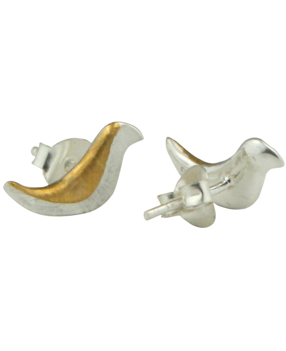 Sing Your Song Gold and Silver Tone Bird Earrings、mySite、topwebapps