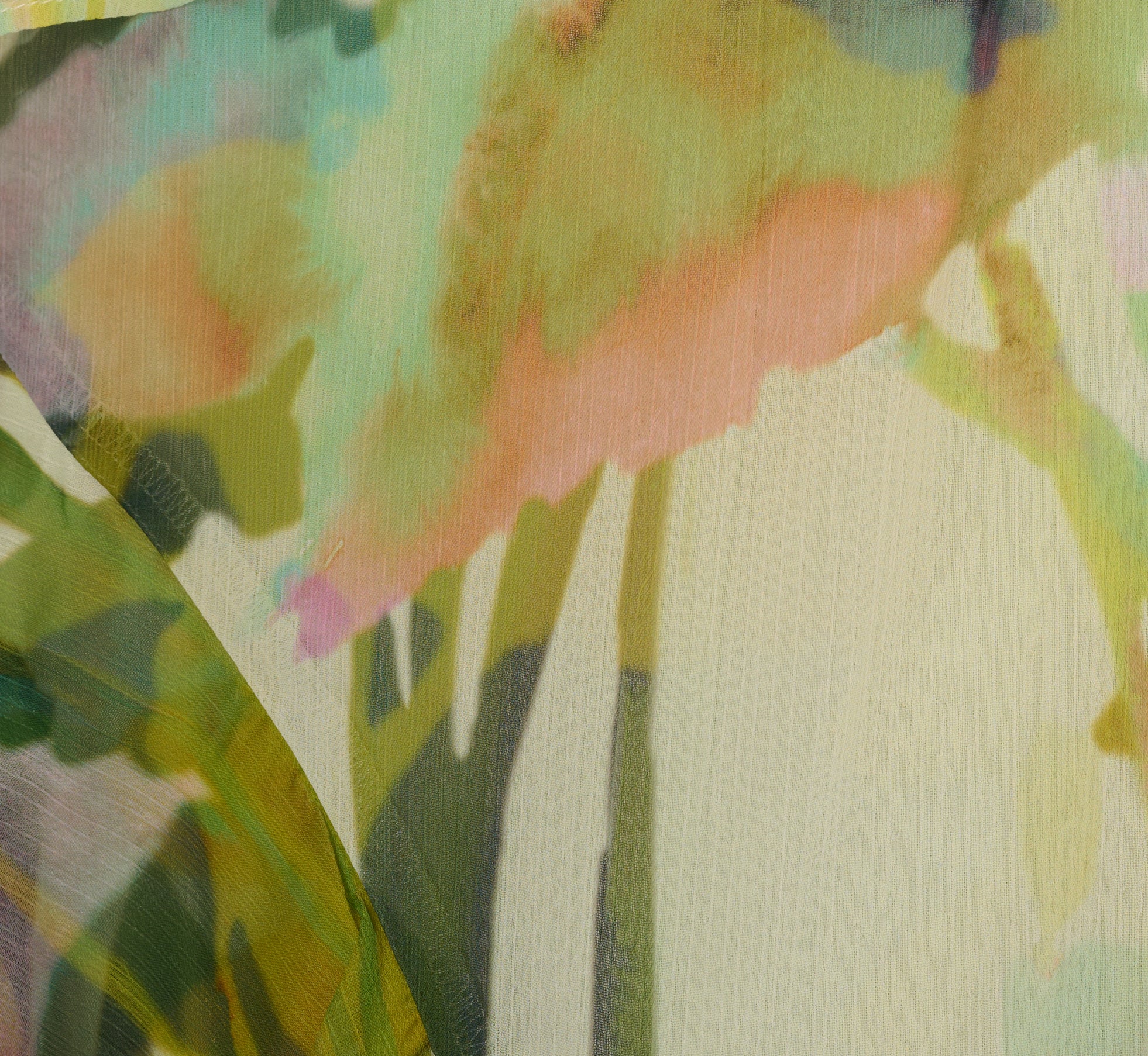 Sleeveless Floral Chiffon Ruffle Cascade Gown In Green Multi、mySite、solidvoid