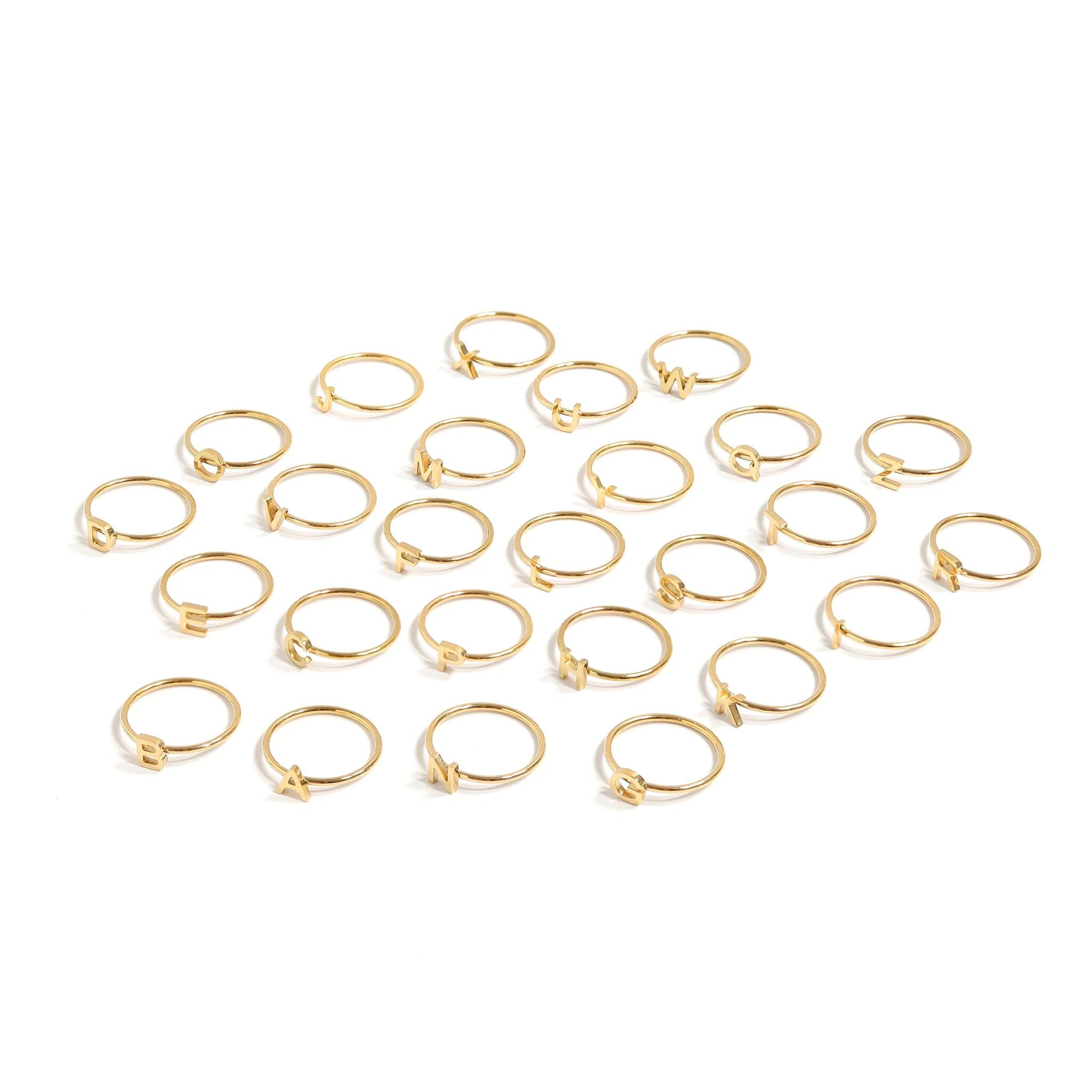 18K Gold PVD Stainless Steel Initial Stacking Rings N-Z / ZRJ9021、mySite、dreamappss