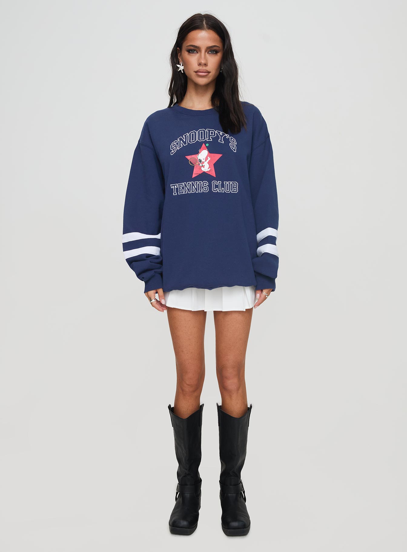 Snoopy Star Tennis Club Sweater Navy、mySite、solidvoid