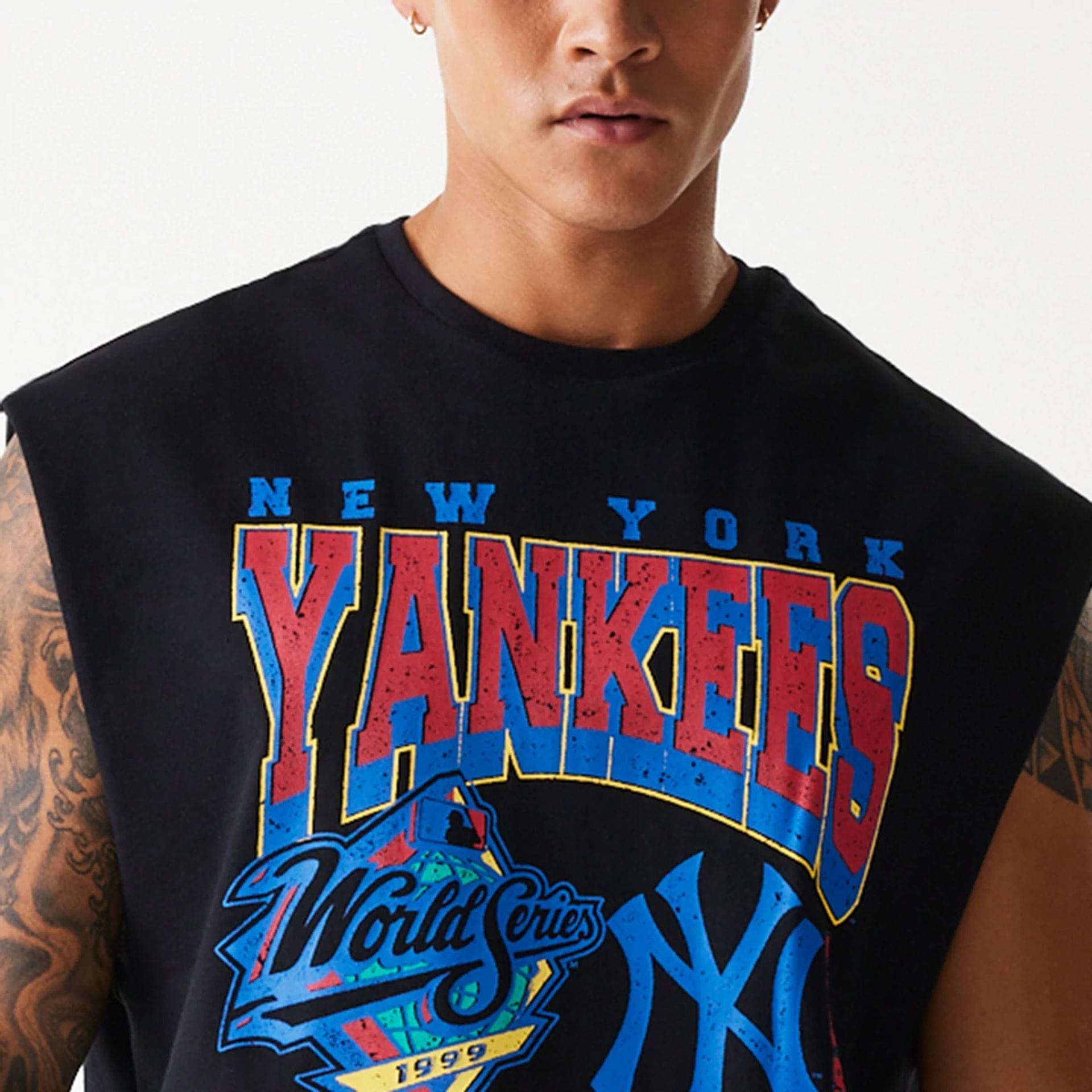 New York Yankees MLB Graphic Black Sleeveless T-Shirt、mySite、vikingsvslions