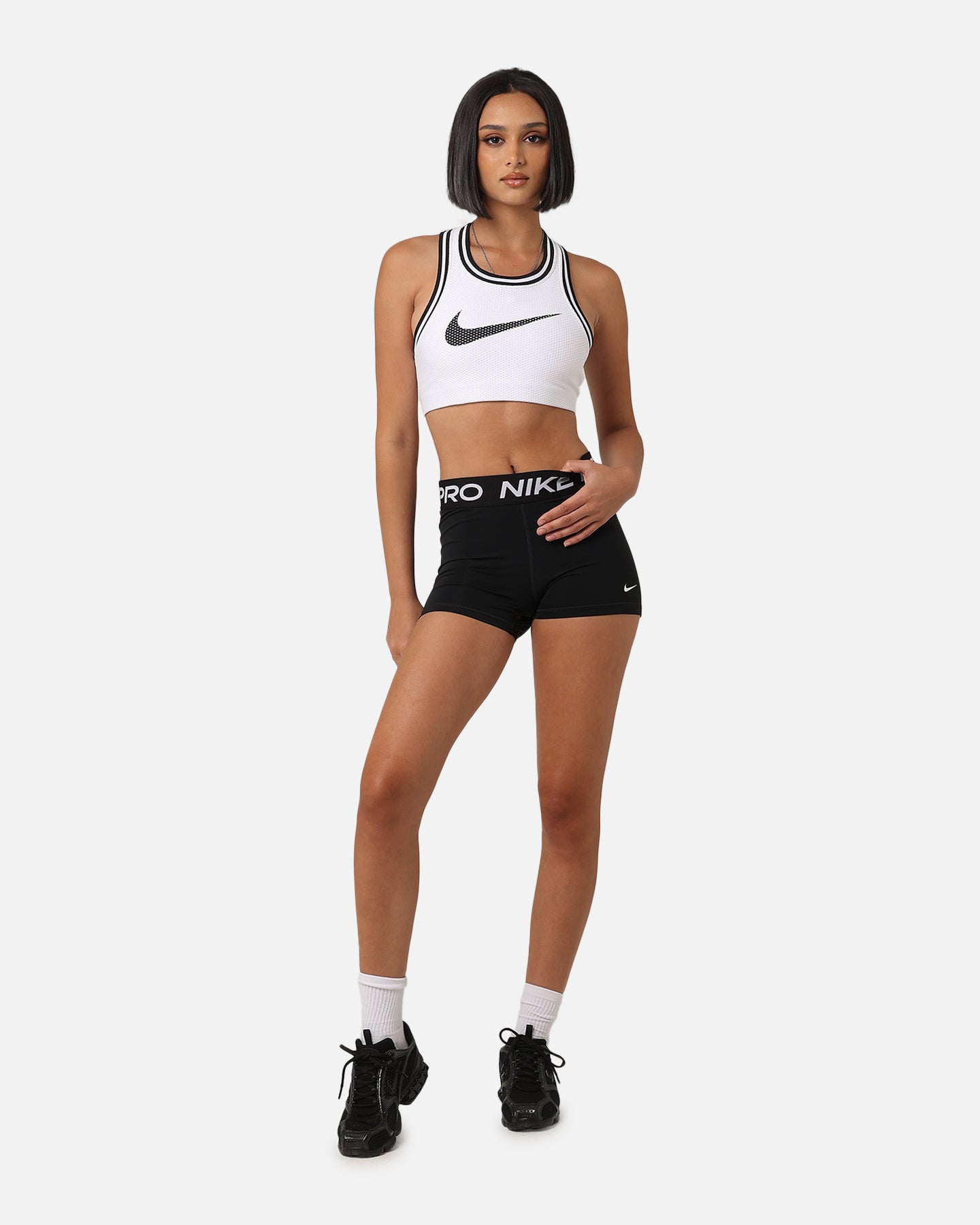 Nike Women's Jersey Sports Bra White/Black、mySite、zt4zffjzw