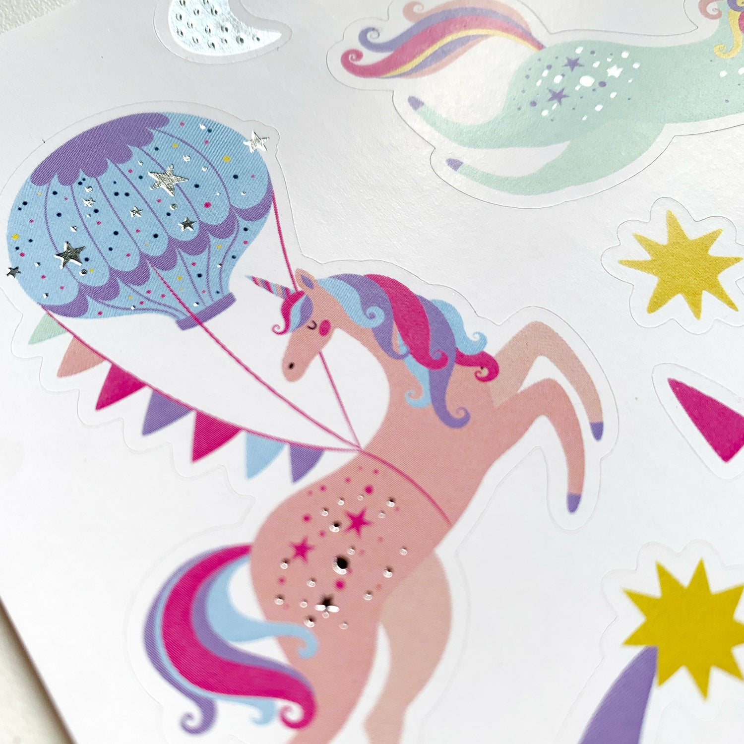  Unicorns Take Flight Square Silver Foil Sticker Sheet、mySite、ghnorth