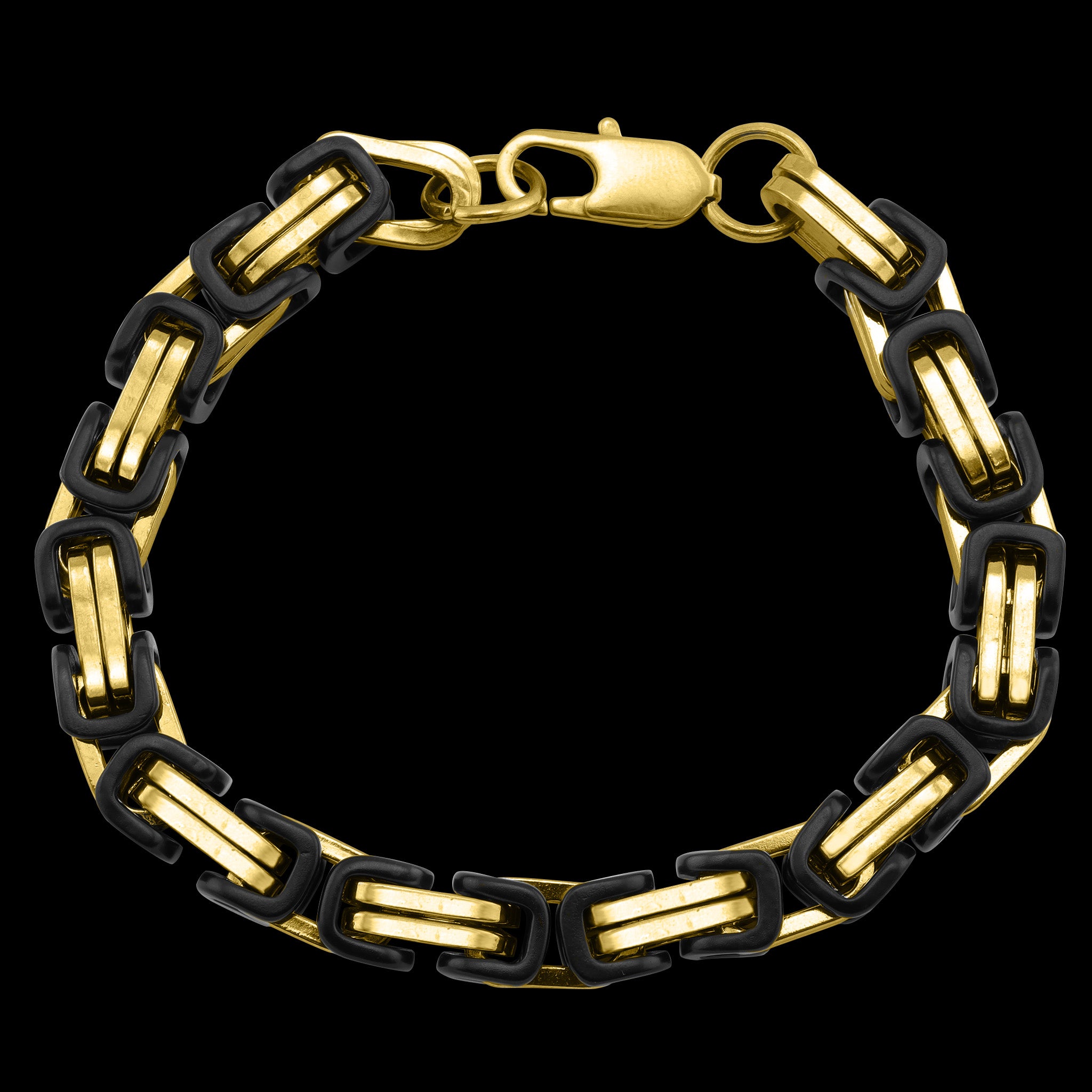 18K Gold PVD & Black Stainless Steel Byzantine Chain Bracelet or Anklet / BRJ9089、mySite、dreamappss