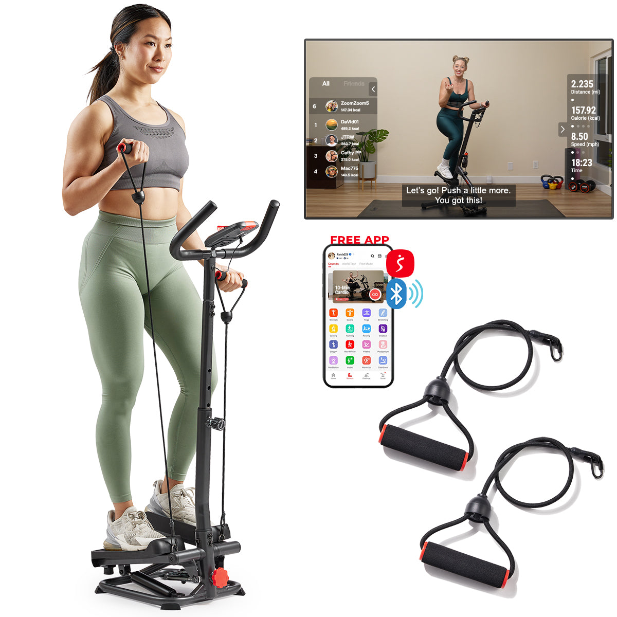  Smart Advanced Stair Exercise Stepper with Handlebar and Resistance Bands、mySite、ghnorth