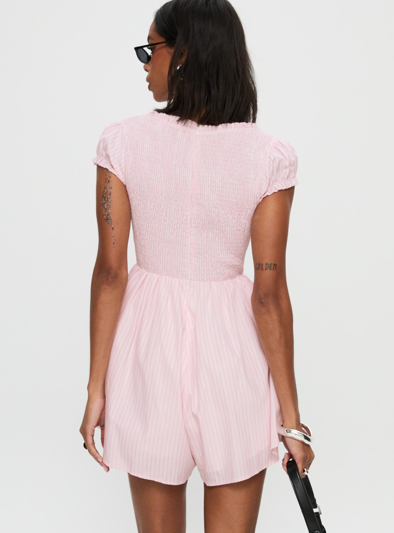 Wescott Stripe Playsuit Pink / White、mySite、solidvoid