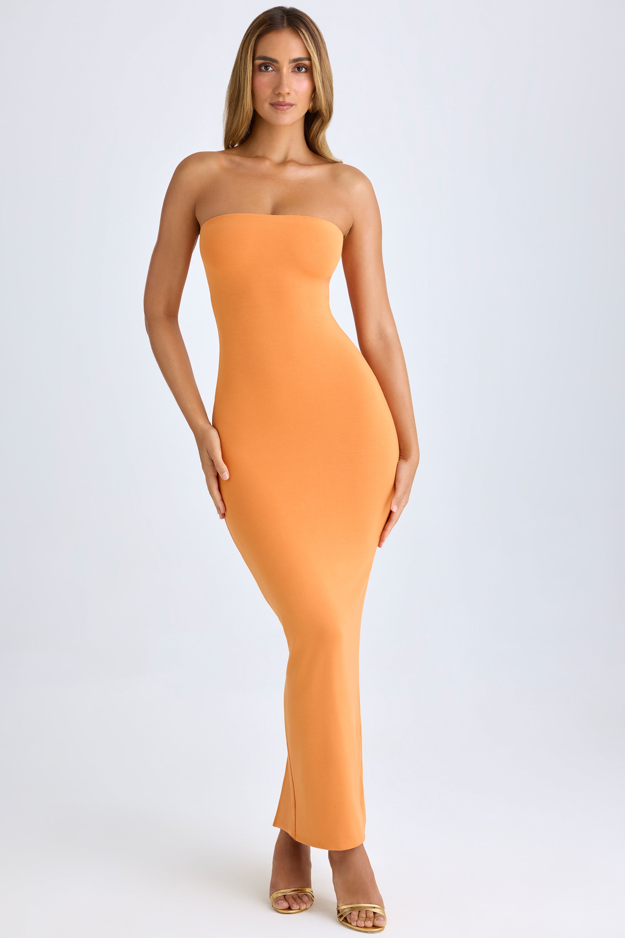 Modal Bandeau Maxi Dress in Sunset Orange、mySite、solidvoid