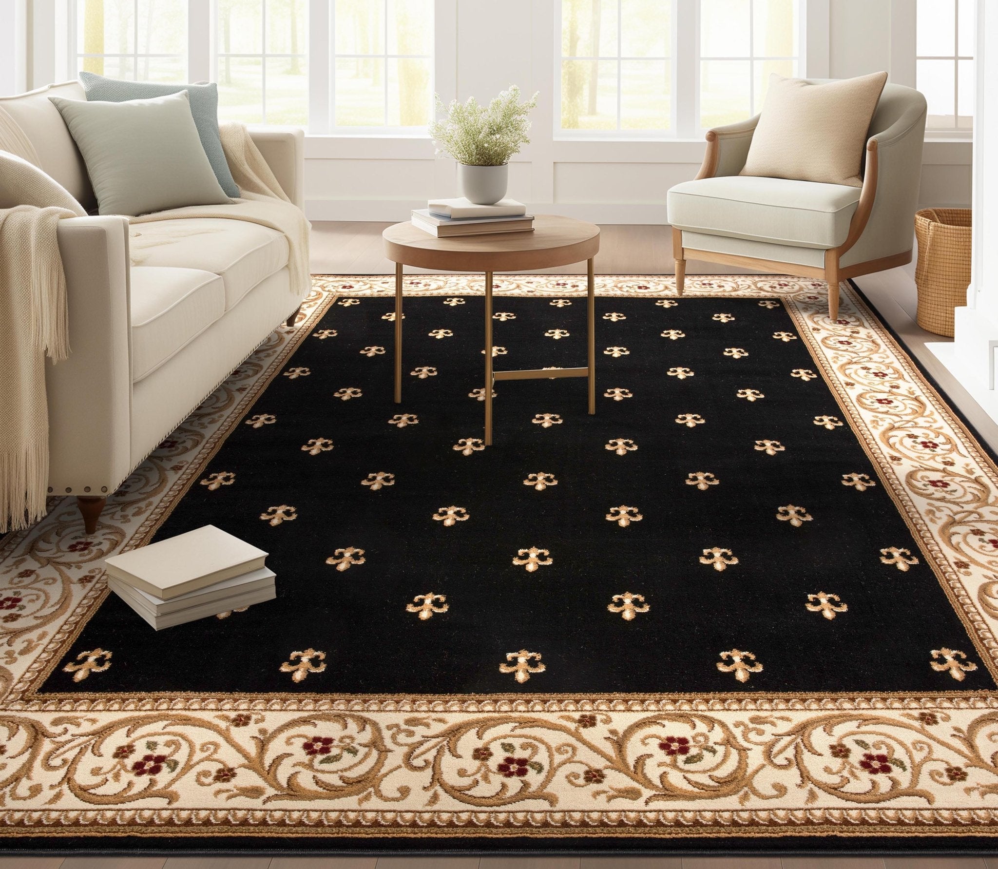 Fleur de Lis Elegance Easy to Clean Rug、mySite、gigharbornorthrealestate