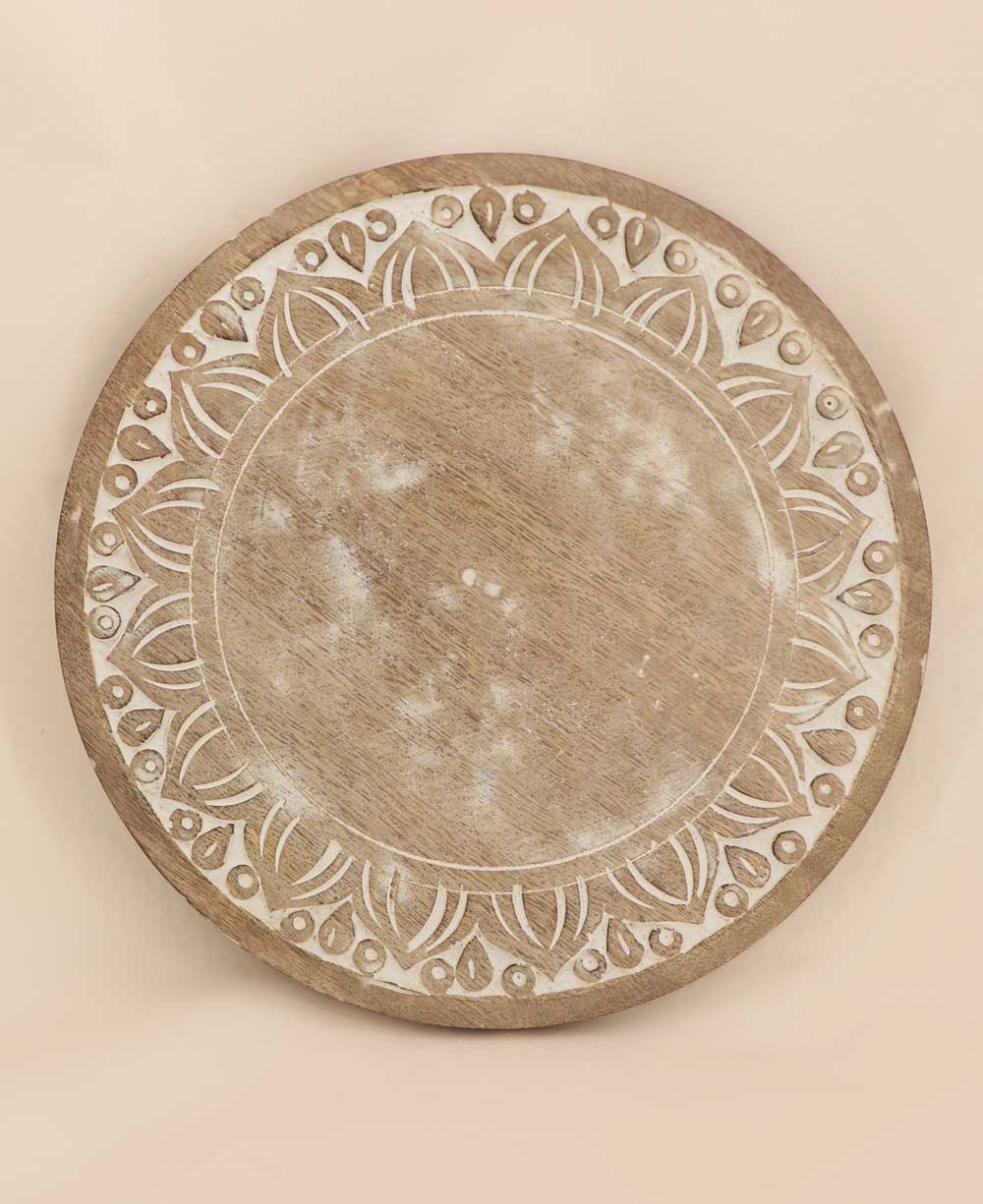 Imperfectly Perfect Lotus Petals Carved Wood Pedestal Riser、mySite、topwebapps