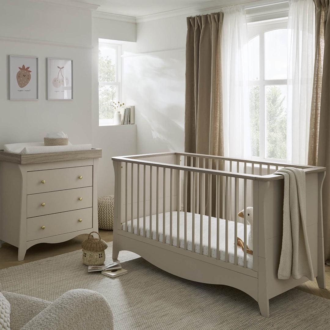  CuddleCo Clara 2 Piece Set 3-Drawer Dresser + Cot Bed - Cashmere、mySite、merchandisen