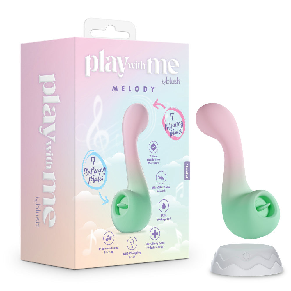 Play With Me | Melody Silicone Dual Vibrator With G-Spot Precision & Tongue-Fluttering Clitoral Stimulation - Pink、mySite、bottomscart