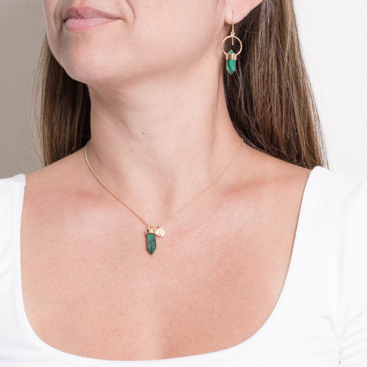 Delicate Genuine Malachite Crystal Point Necklace、mySite、hinf8tx79