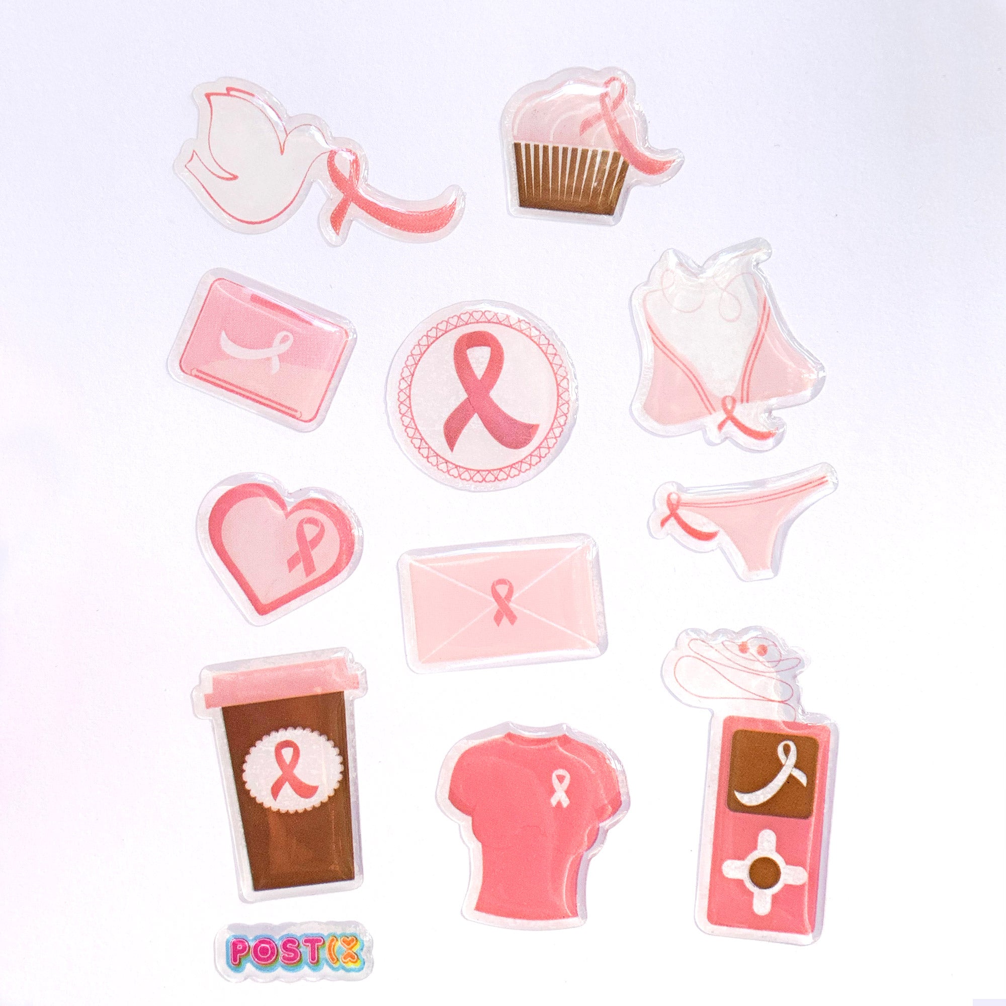  Pink Ribbon 3D Sticker Sheet、mySite、ghnorth