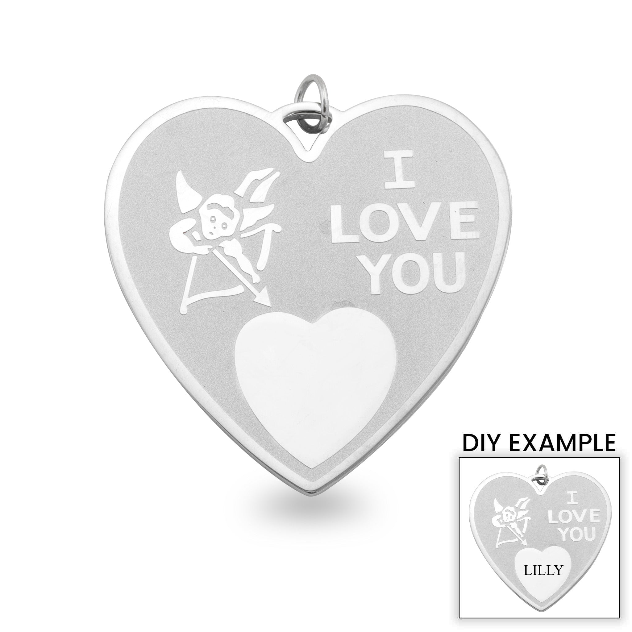 Detailed Stainless Steel I LOVE YOU Heart Pendant / SBB0094、mySite、dreamappss