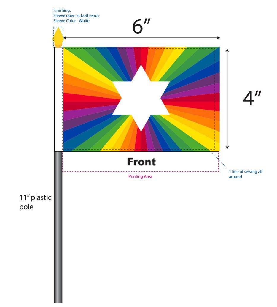 Limited Edition Jewish Gay Pride Rainbow Flag 4 x 6、mySite、topwebapps