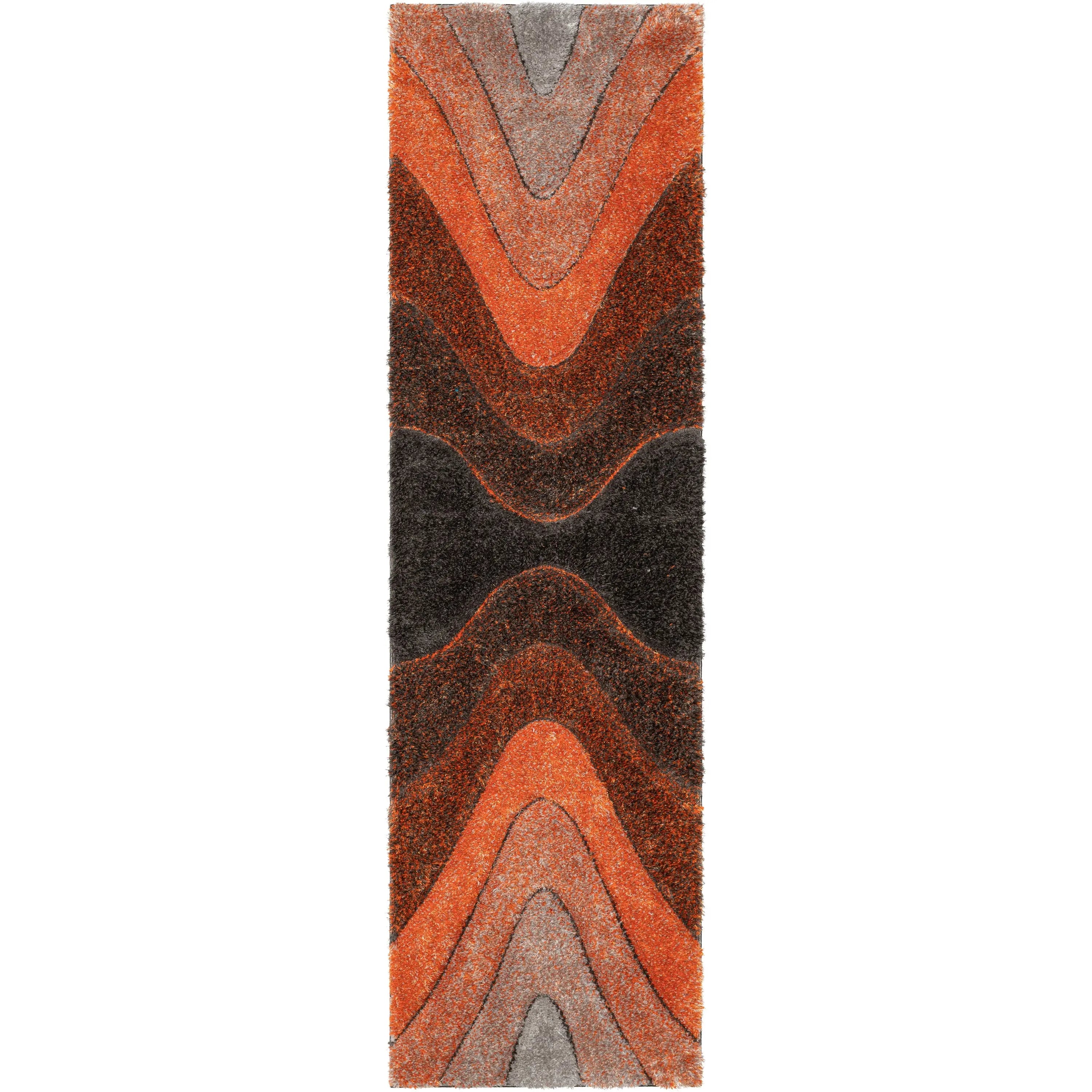 Luz Modern Geometric Grey Orange 3D Textured Thick & Soft Shag Rug、mySite、gigharbornorthrealestate