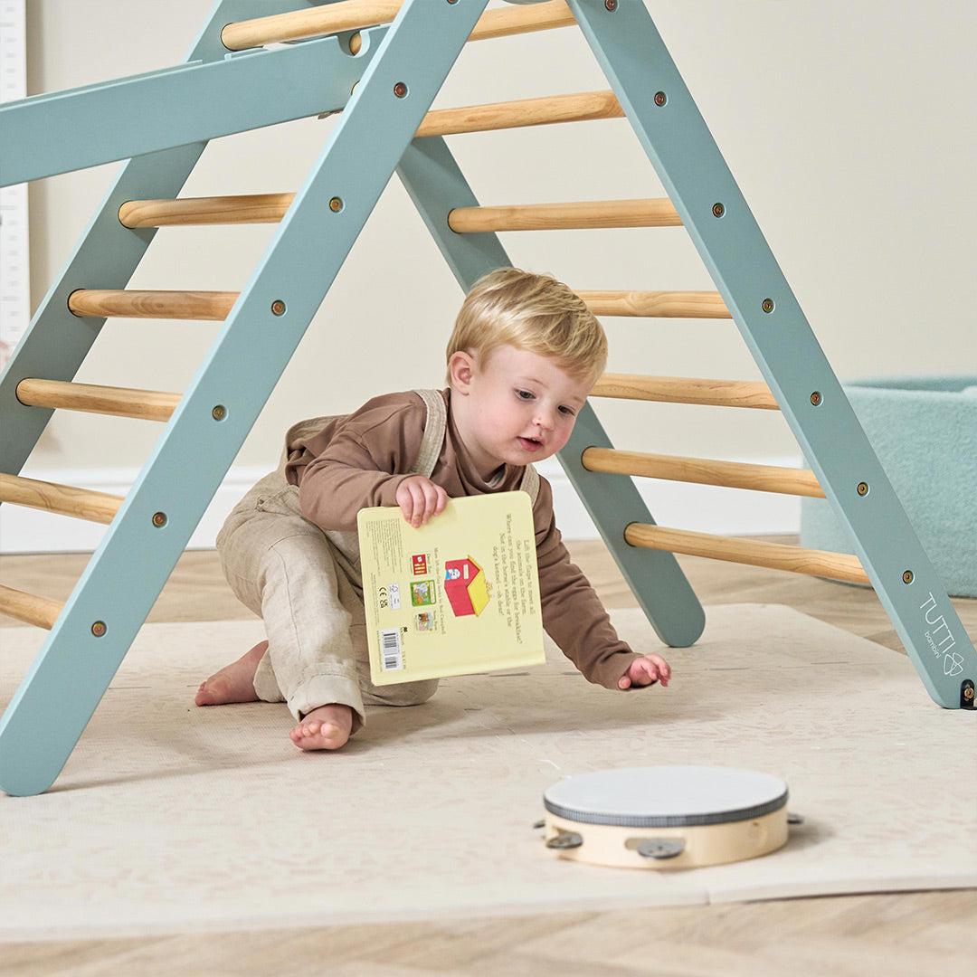  Tutti Bambini Scala Montessori 3 In 1 Pikler Climbing Frame With Climbing Wall - Ocean Stone、mySite、merchandisen