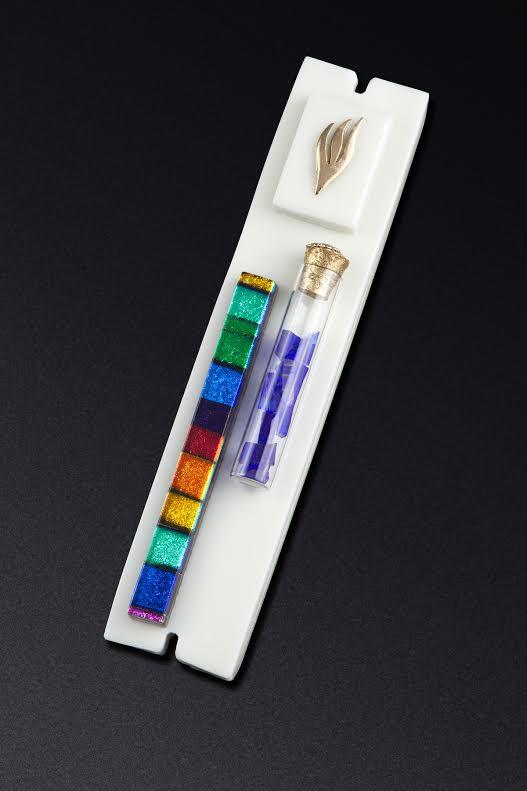 White Wedding Mezuzah with Smash Glass Tube by Daryl Cohen、mySite、topwebapps