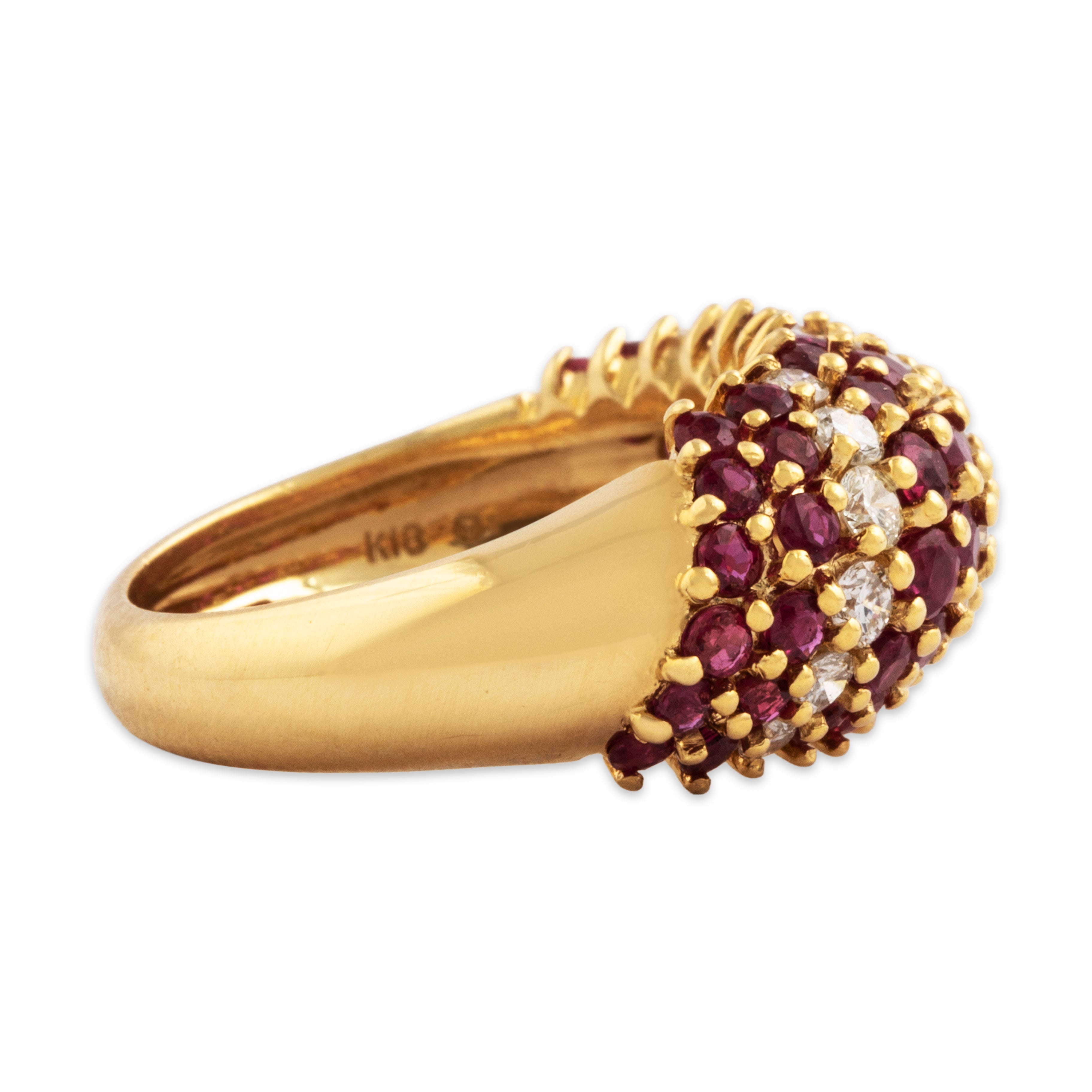 Vintage Mikimoto 18k Yellow Gold 2.37cttw Ruby Diamond Chic Dome Ring 5.75、mySite、hinf8tx79